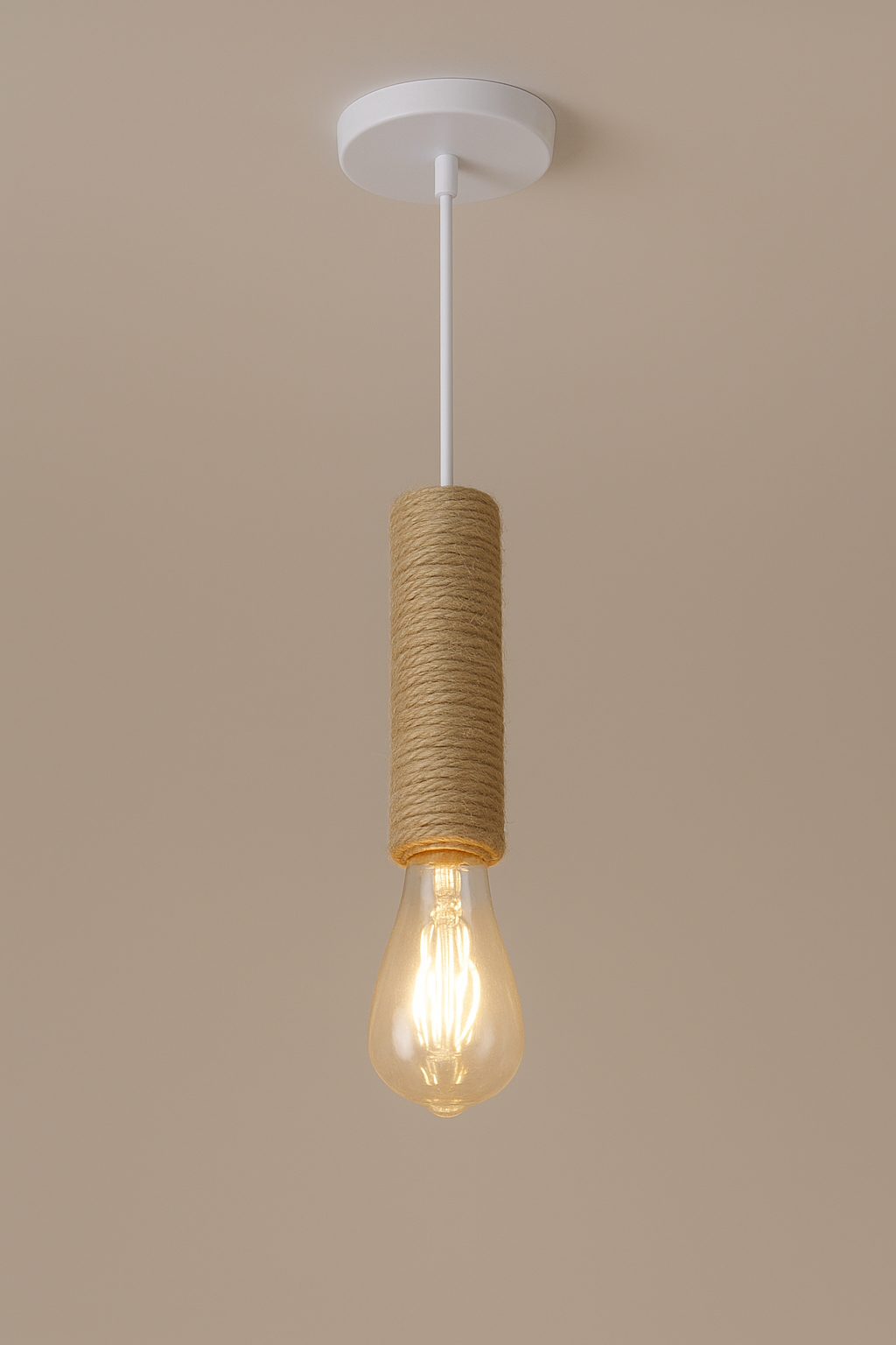Lustre Bambu e Cisal com Lampada Retrô