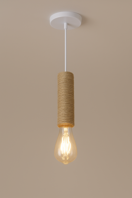 Lustre Bambu e Cisal com Lampada Retrô
